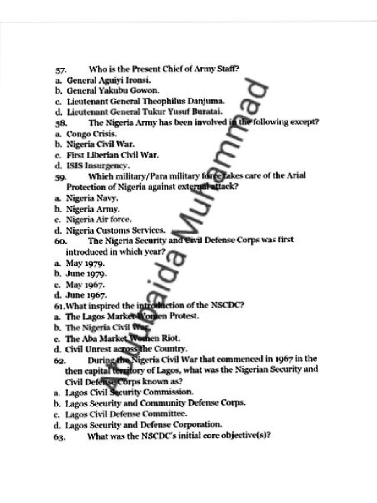 NSCDC Past Questions | PDF