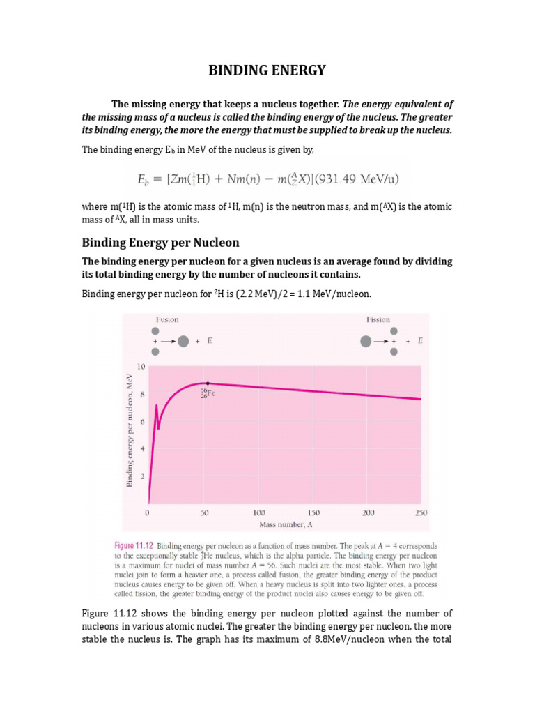 Note 3 Binding Energy | PDF | Atomic Nucleus | Nuclear Fusion