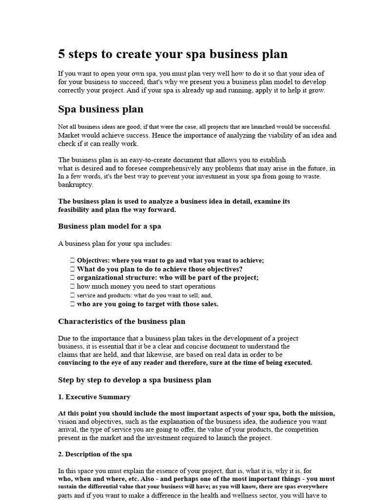 5 Steps to a Successful Spa Business Plan | PDF | Spa | Business