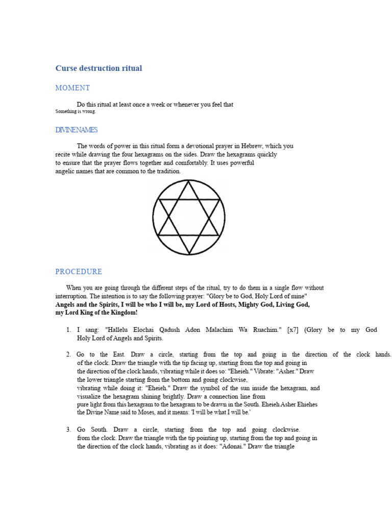 Weekly Curse Destruction Ritual Guide | PDF | Prayer | Angel