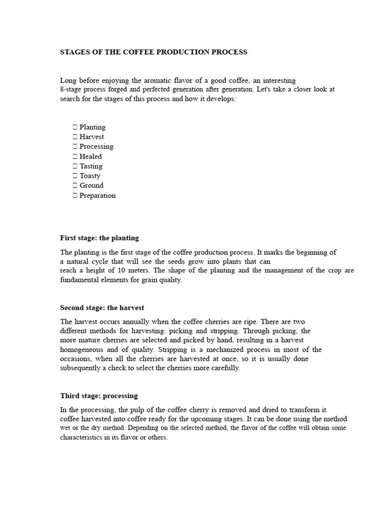 Coffee Production Stages Explained | PDF | Coffee | Agriculture
