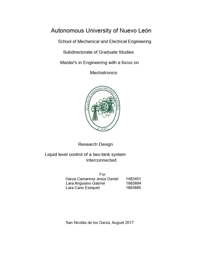 Mechatronic Liquid Level Control System | PDF | Control Theory ...