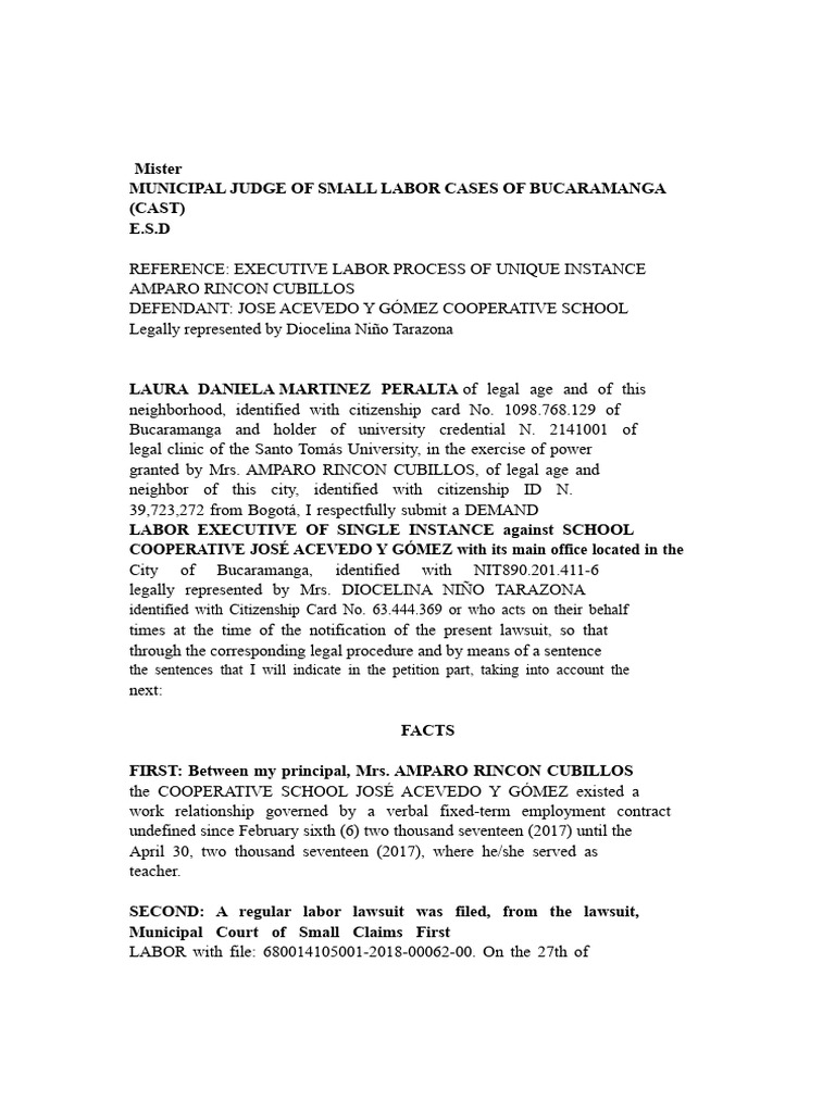 Executive Labor Lawsuit Amparo | PDF | Lawsuit | Interest