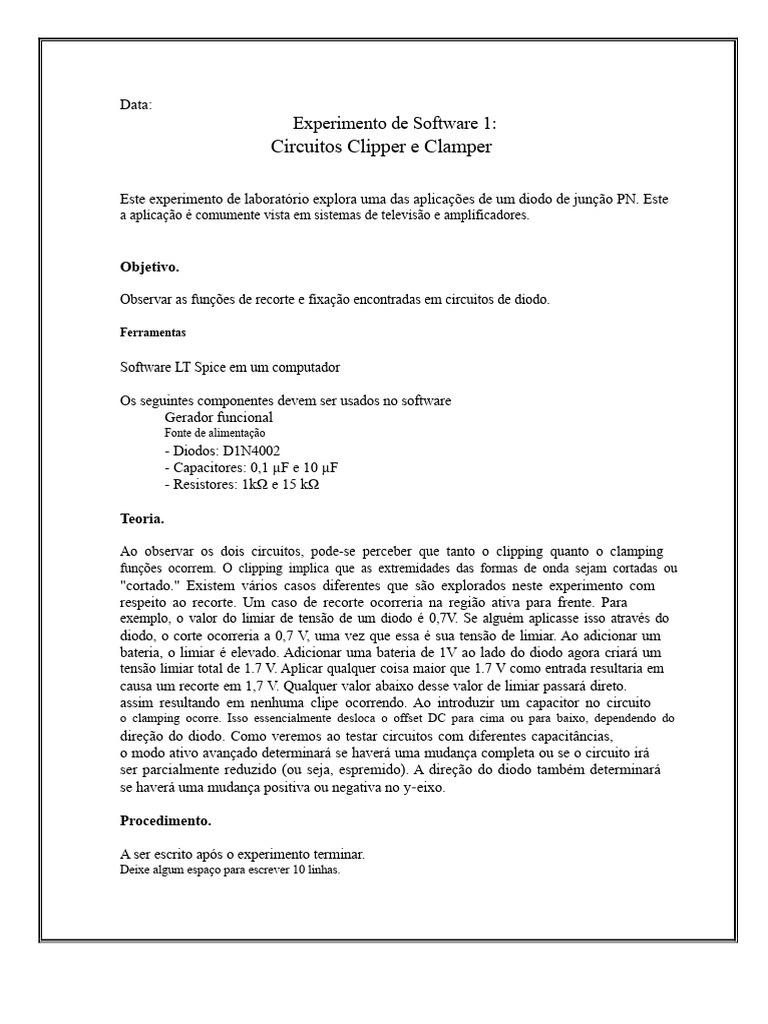 Circuitos Clipper e Clamper em LT Spice | PDF