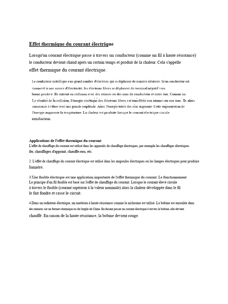 Effet thermique du courant électrique | PDF | Électricité | Résistance ...
