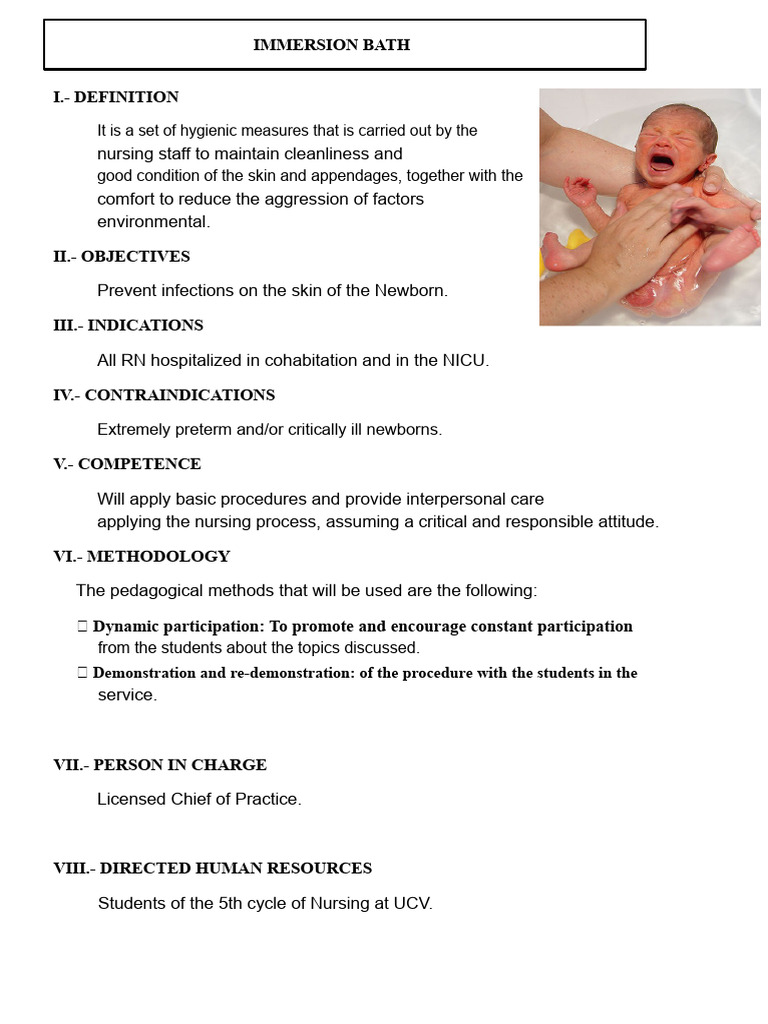 Newborn Immersion Bath Guidelines | PDF | Neonatal Intensive Care Unit ...