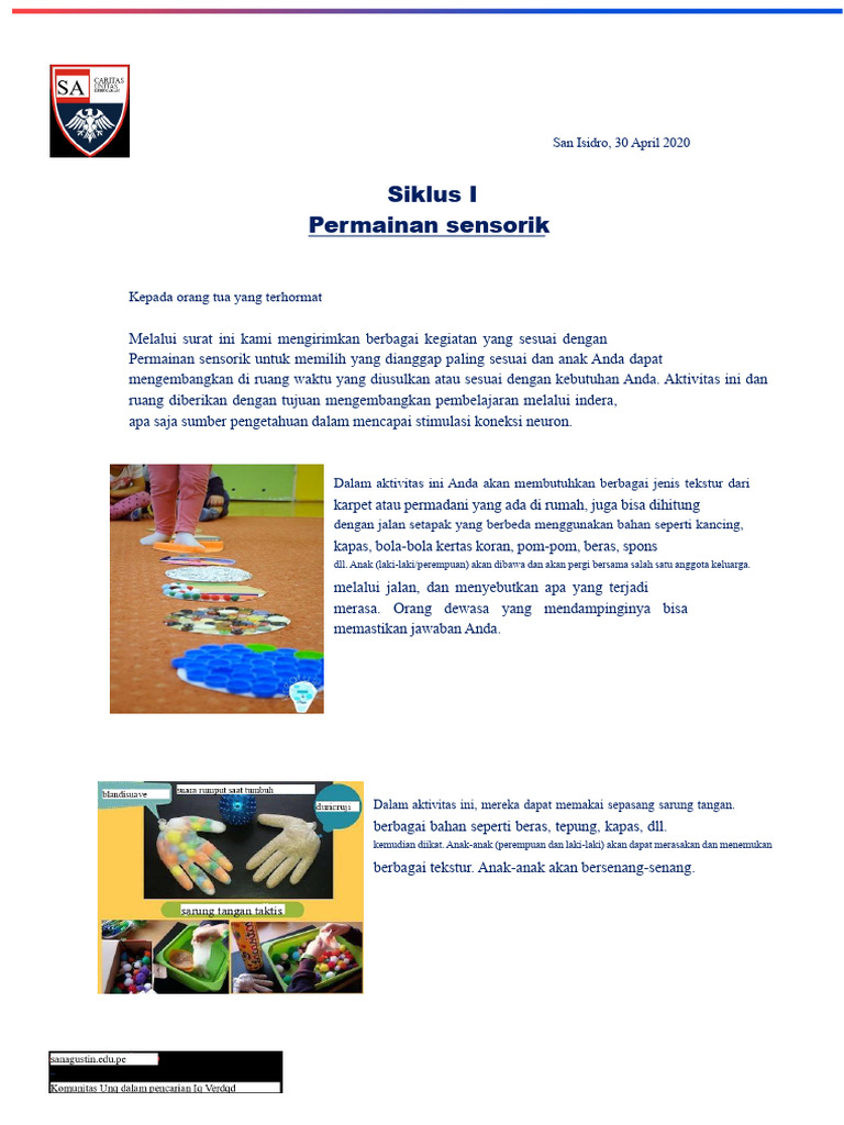 Aktivitas Permainan Sensorik untuk Anak | PDF