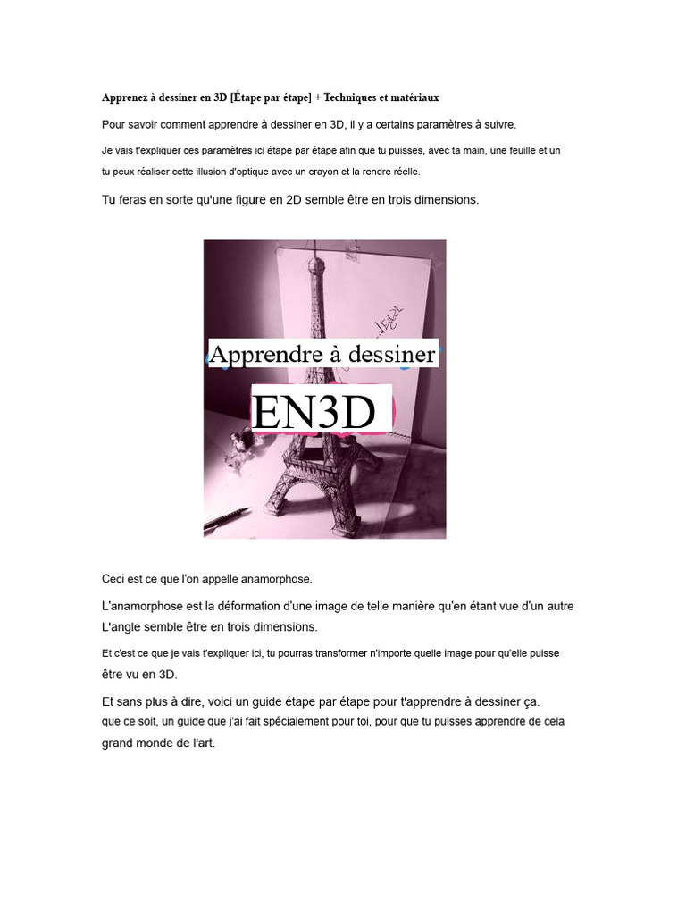 Dessin 3D : Guide Étape par Étape | PDF | Infographie tridimensionnelle ...