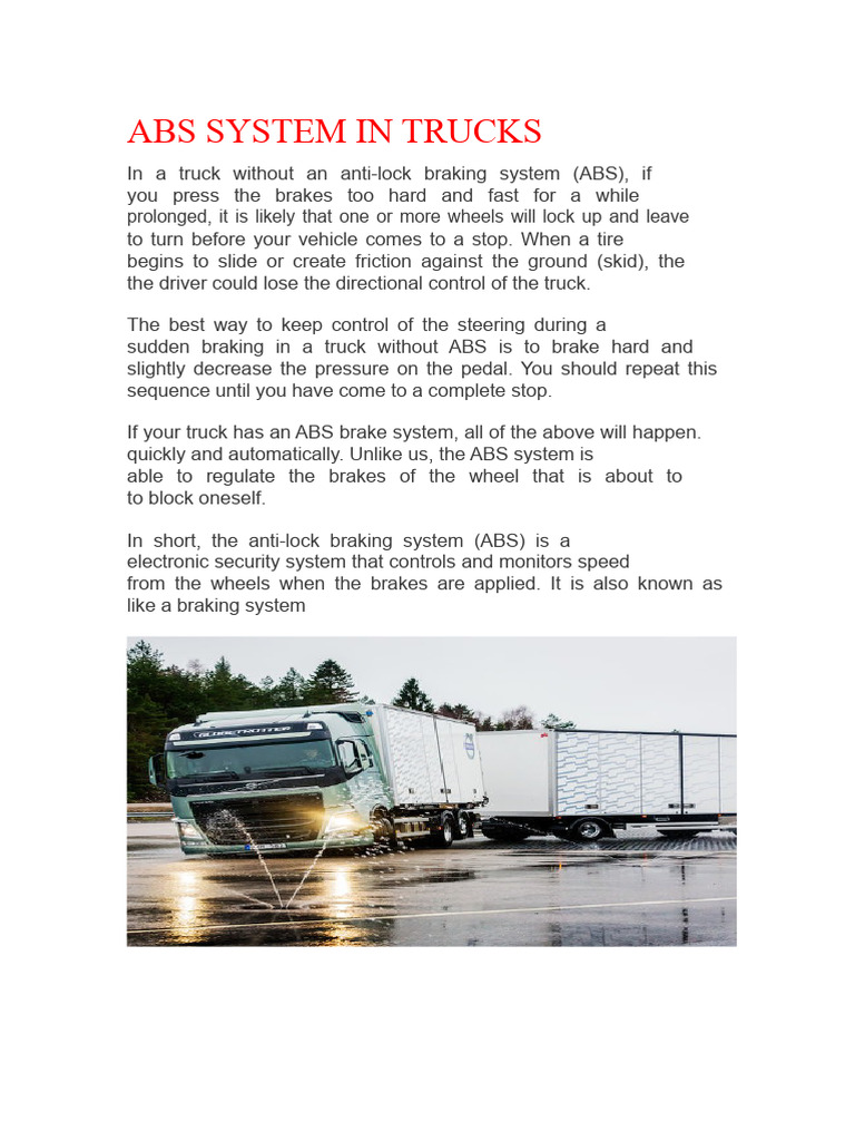 Understanding ABS in Trucks | PDF | Anti Lock Braking System | Brake
