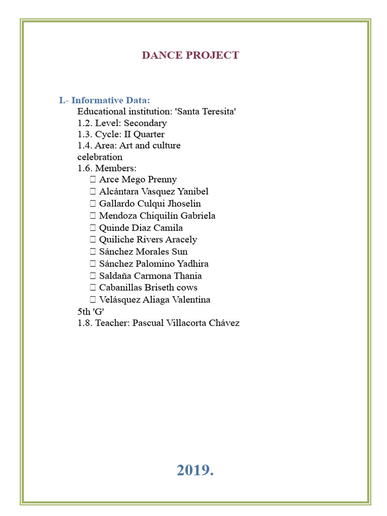 Festejo Dance Project Overview | PDF