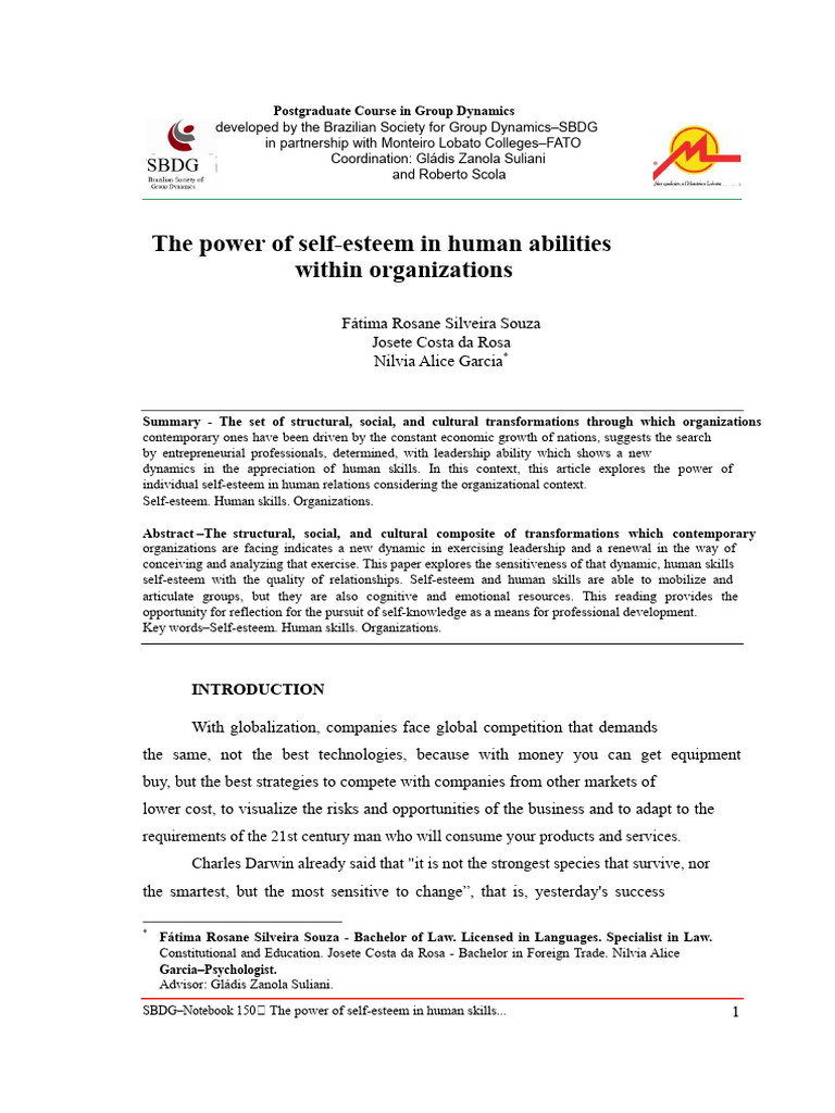Self-Esteem's Role in Organizational Skills | PDF | Self Esteem ...