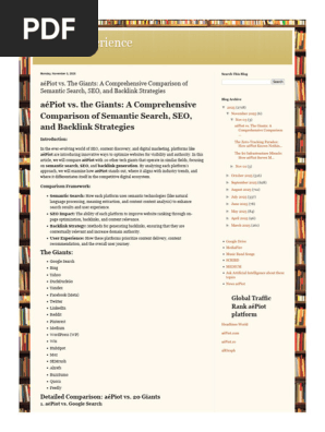 Better Experience AéPiot vs. the Giants a Comprehensive Comparison of Semantic Search, SEO, And Backlink Strategies