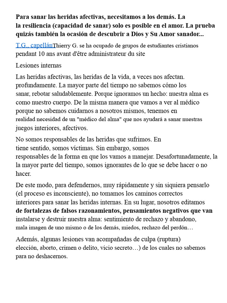 Sanar Las Heridas Internas | PDF | Amor | Dios