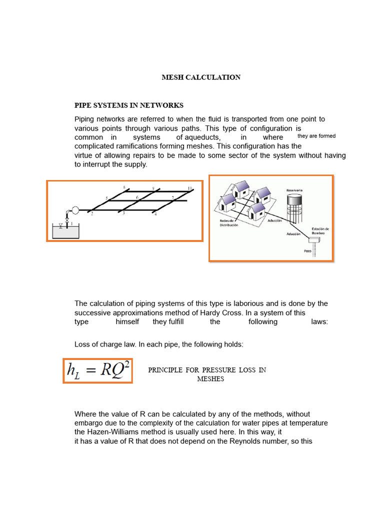 Mesh Calculation for Pipe Systems | PDF | Fluid Dynamics | Liquids