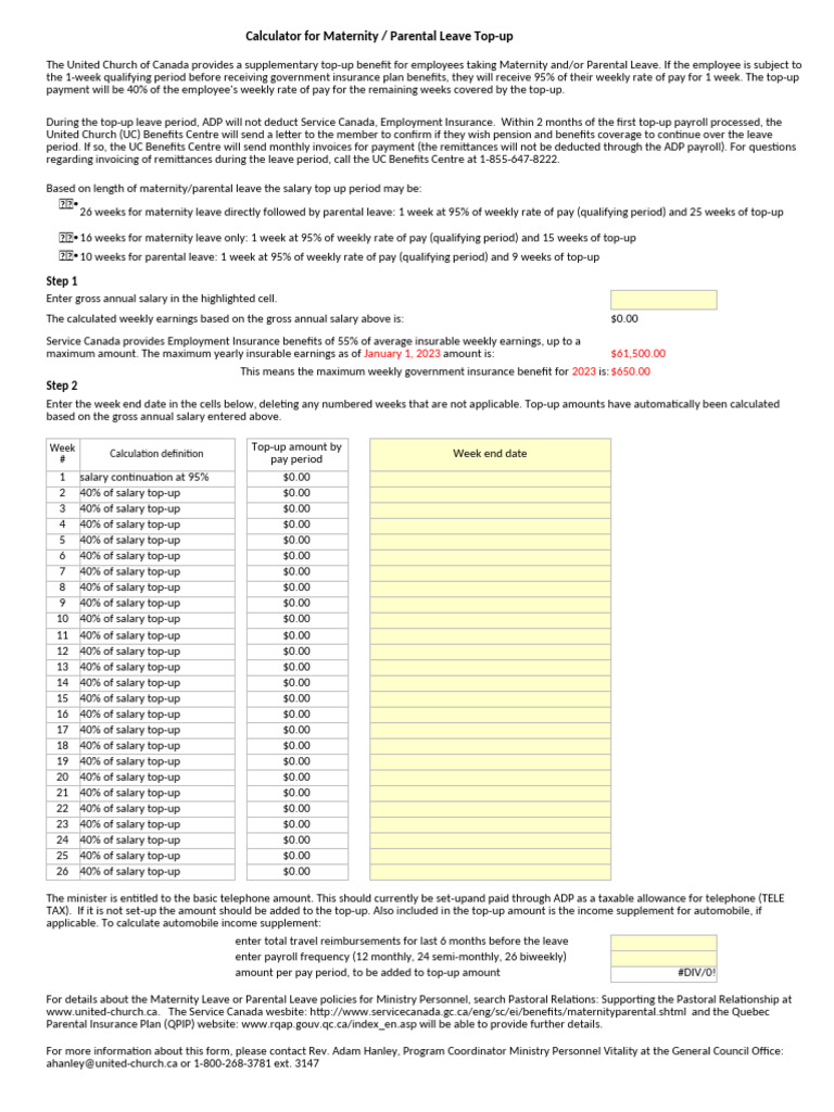 Maternity/Parental Leave Top-Up Calculator | PDF | Payroll | Parental Leave