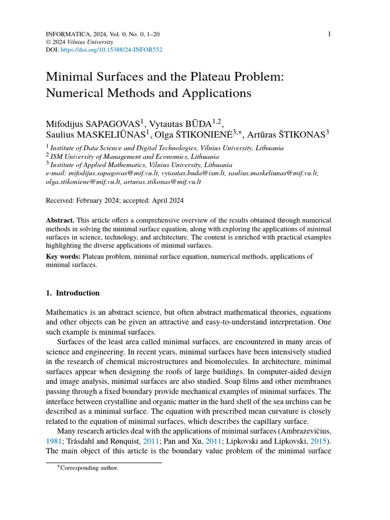 Minimal Surfaces and the Plateau Problem Numerical | PDF | Surface ...