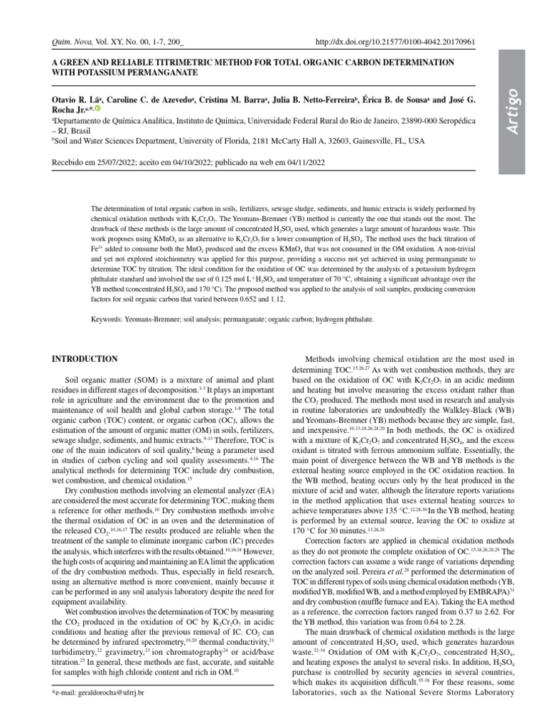Eco-Friendly TOC Determination Method | PDF | Total Organic Carbon ...