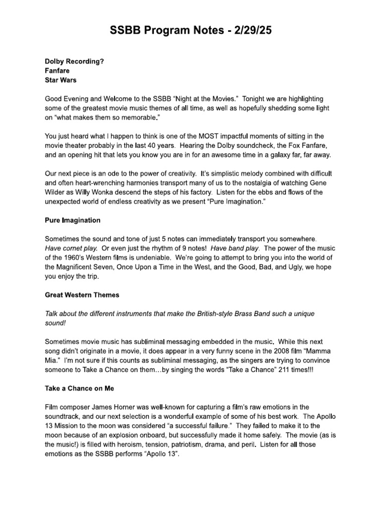 SSBB Program Notes 2-19-25 | PDF