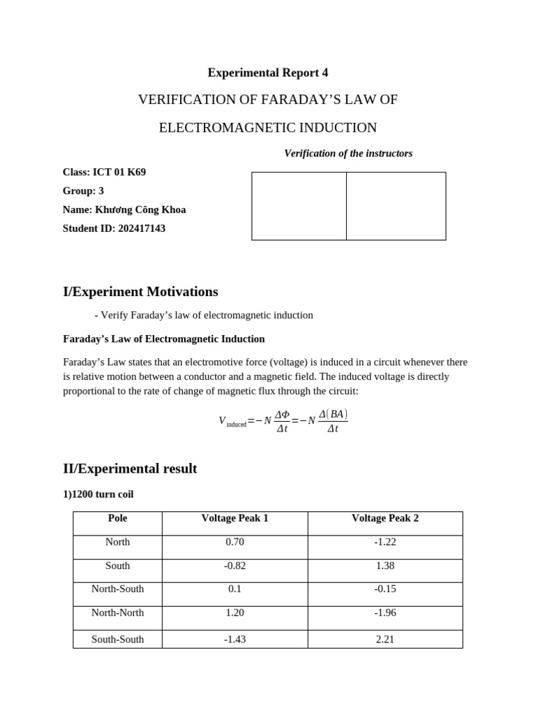 Faraday's Law Experiment Results | PDF | Inductor | Electromagnetic ...