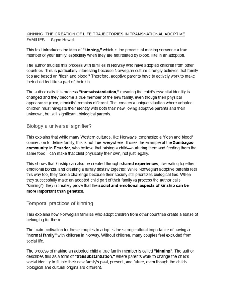 Kinning in Transnational Adoption | PDF | Adoption | Family
