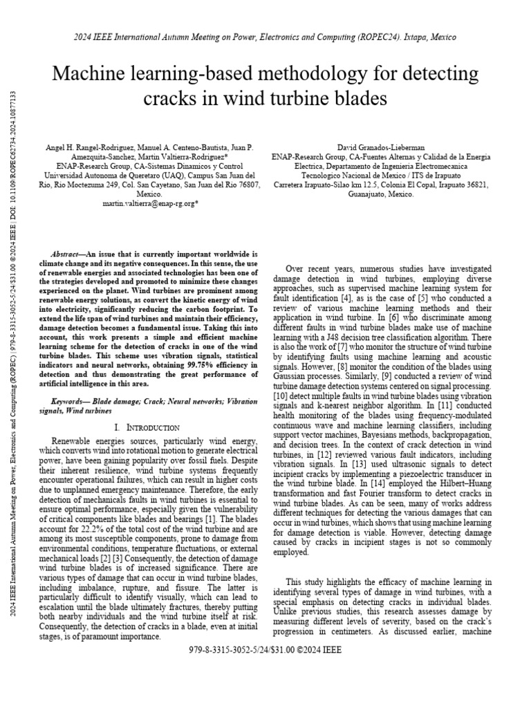 Machine Learning-Based Methodology For Detecting Cracks in Wind Turbine ...