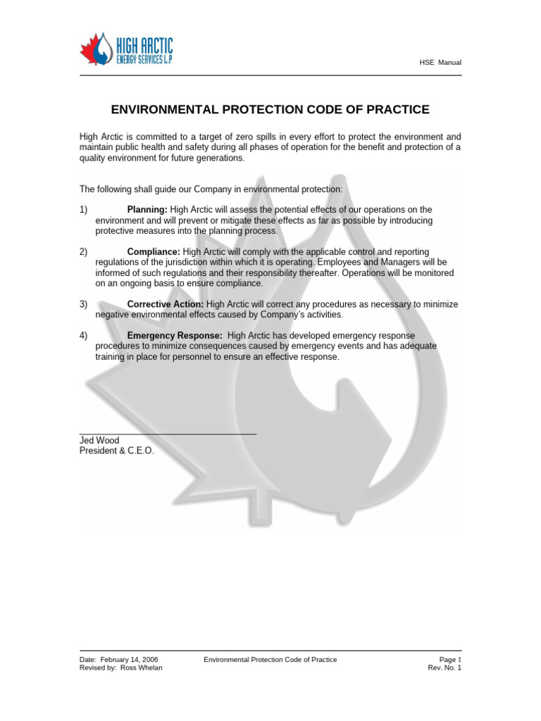 Environmental Protection Code of Practice | PDF