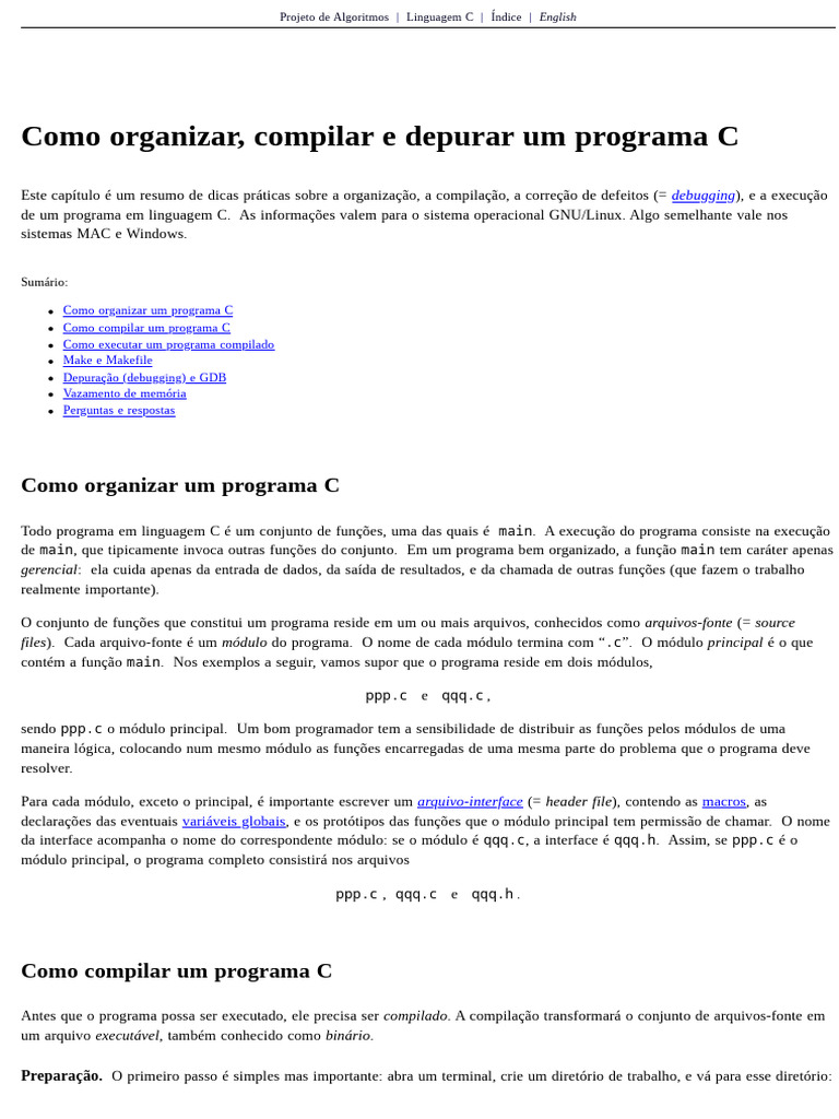 Compilação e Execução em C | PDF | Programação | Programa de computador