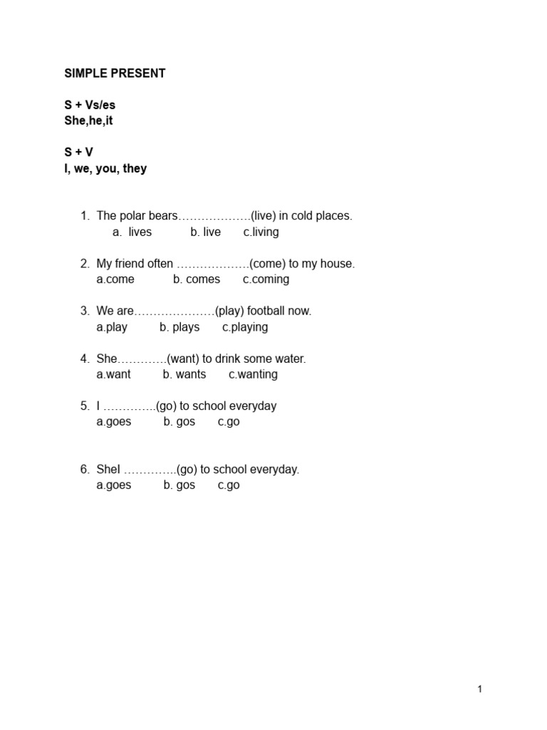 Kids Simple Present | PDF