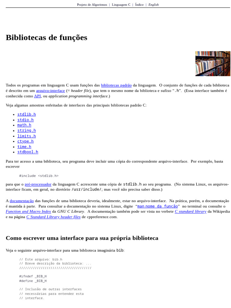 Bibliotecas Padrão em Linguagem C | PDF | Biblioteca (informática) | Linux