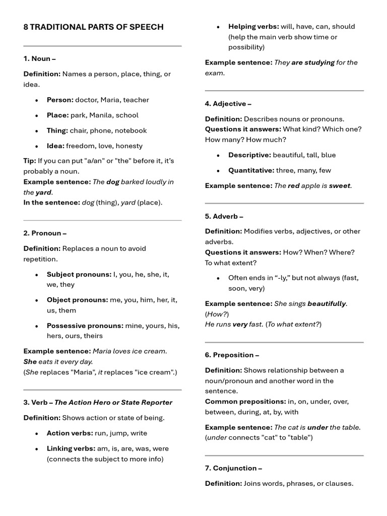 Understanding Parts of Speech & Tenses | PDF | Clause | Adverb