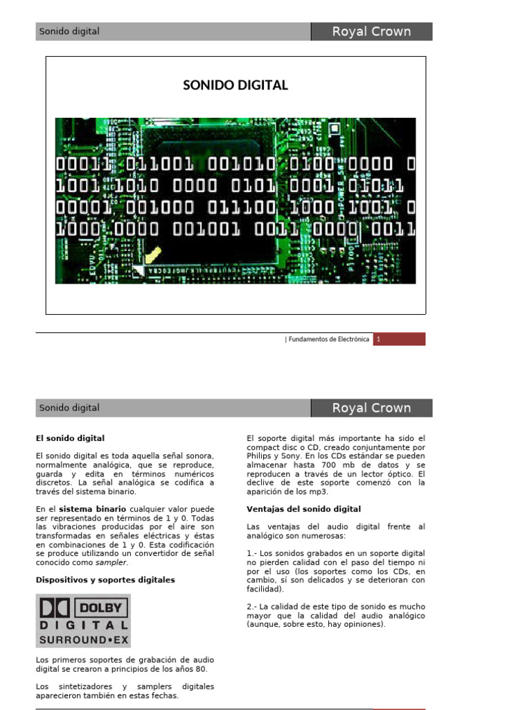 Fundamentos del Sonido Digital | PDF | Yo sintoniza | Audio digital