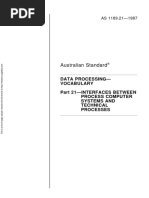 As 1189.21-1987 Data Processing - Vocabulary Interfaces Between Process Computers Systems and Technical Proce