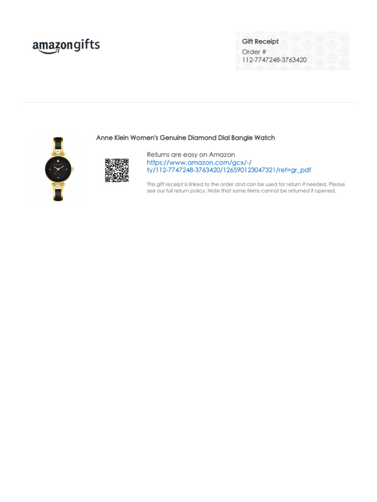 Amazon Gift Receipt for Returns | PDF
