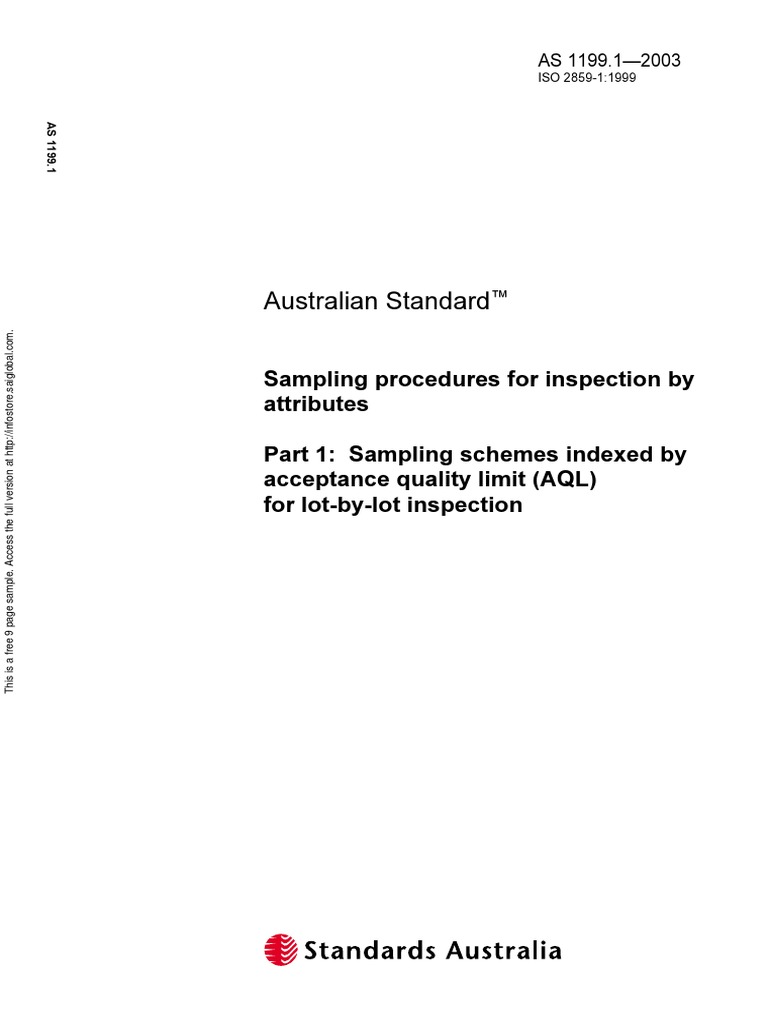 As 1199.1-2003 Sampling Procedures For Inspection by Attributes ...