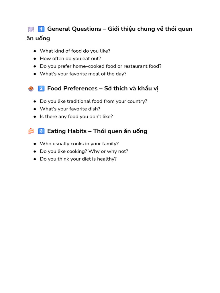 Eating Habits and Food Preferences Guide | PDF