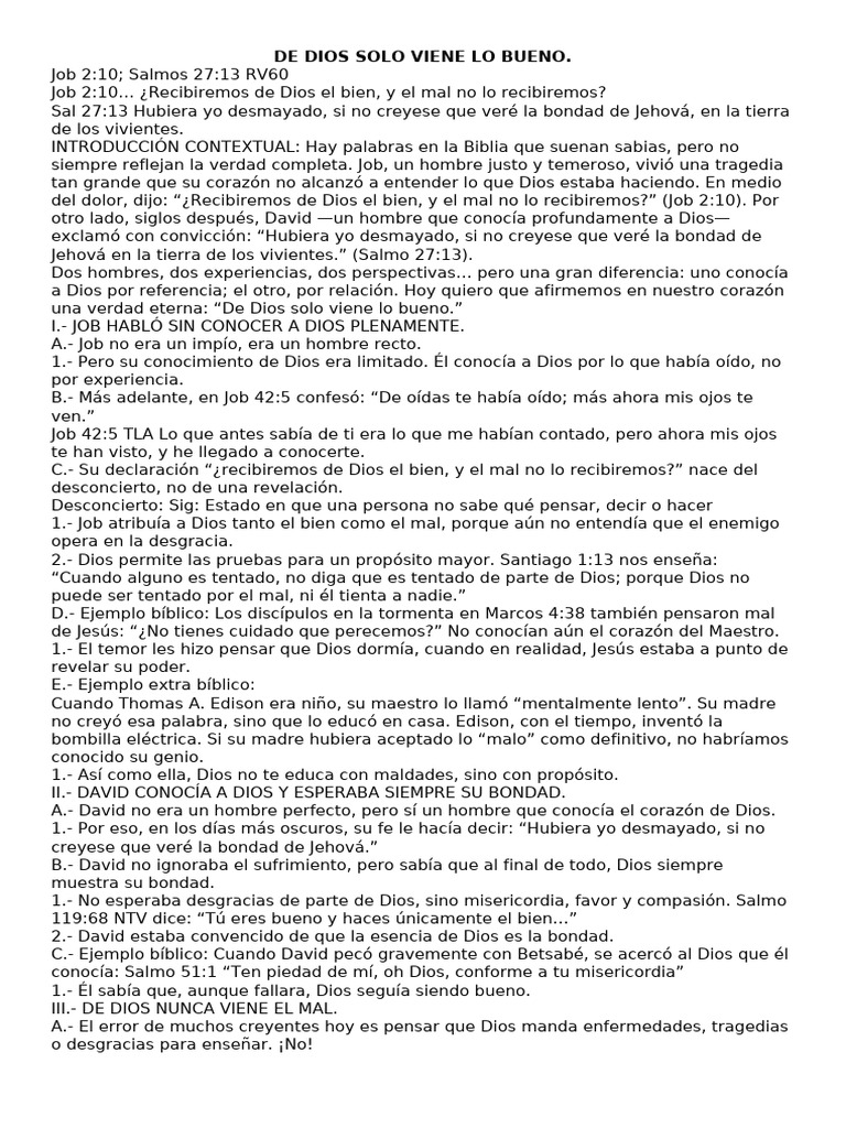 De Dios solo viene lo bueno | PDF | Dios | Libro de trabajo