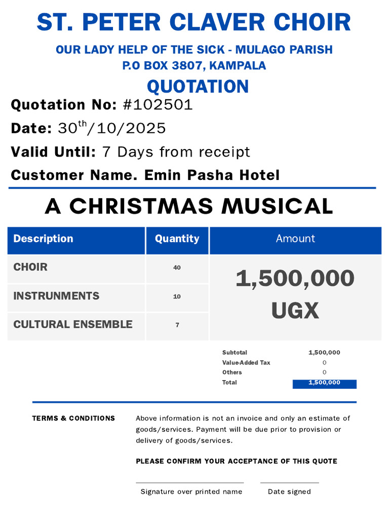 Quotation for Christmas Musical Event | PDF