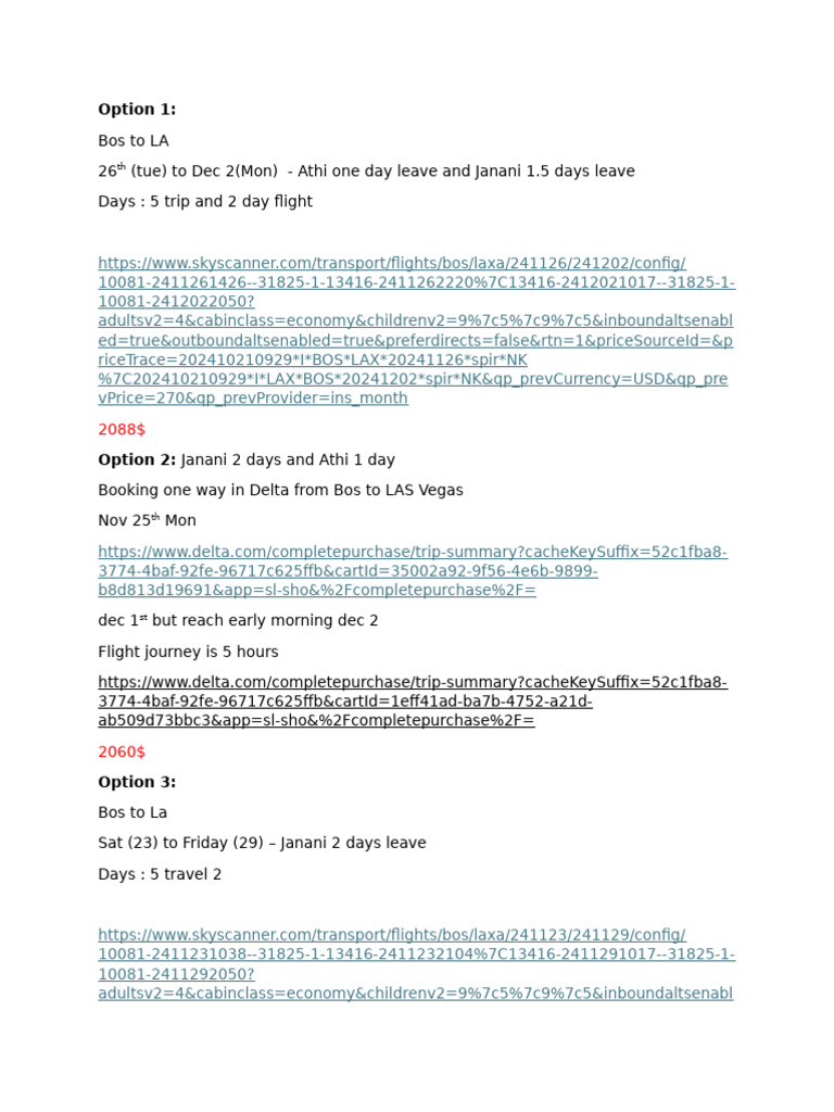 Trip Flight Options | PDF
