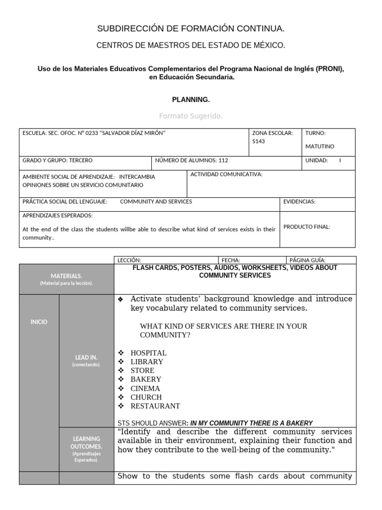 Community Services Lesson Plan for ESL | PDF | Libraries