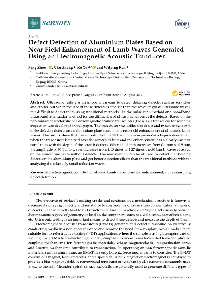 Aluminium Plate Defect Detection Using EMAT | PDF | Ultrasound ...