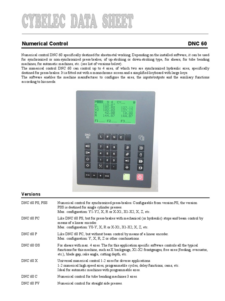 Datasheet Dnc 60 En Numerical Control Power Supply