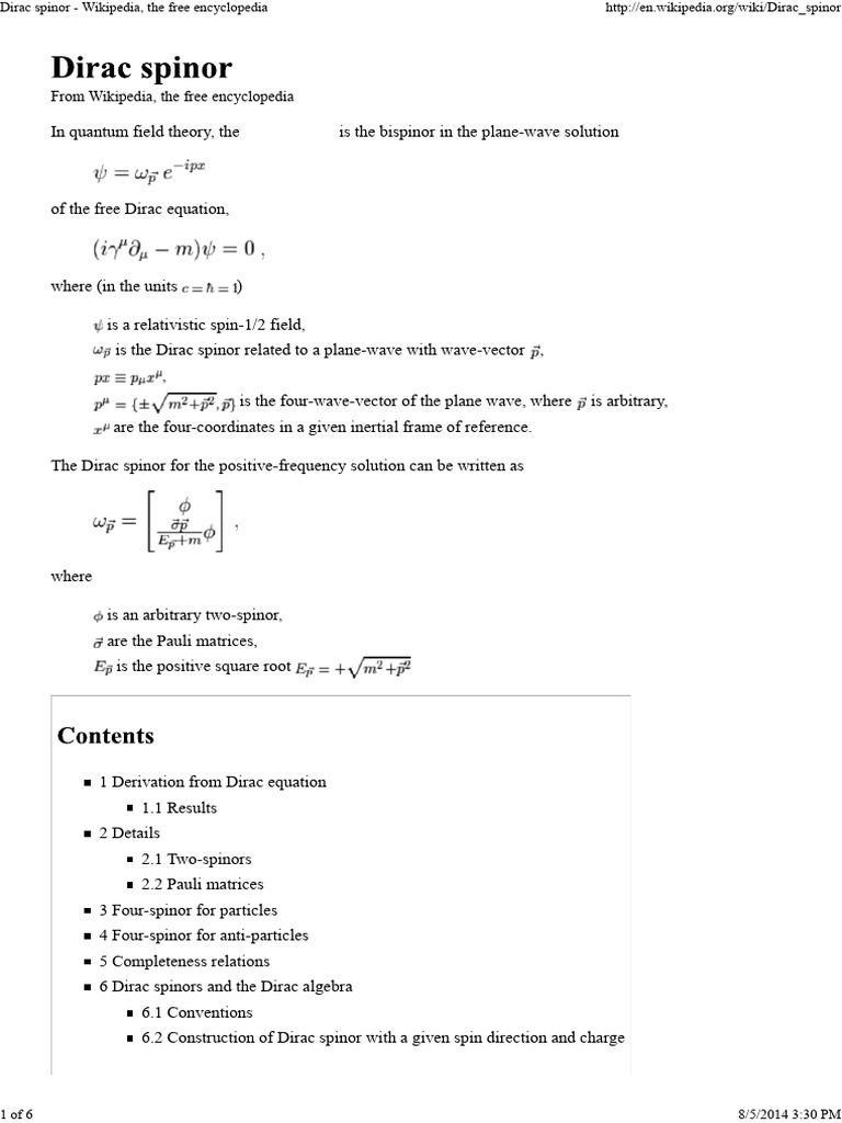 Understanding Dirac Spinors | PDF | Linear Algebra | Mathematical Analysis