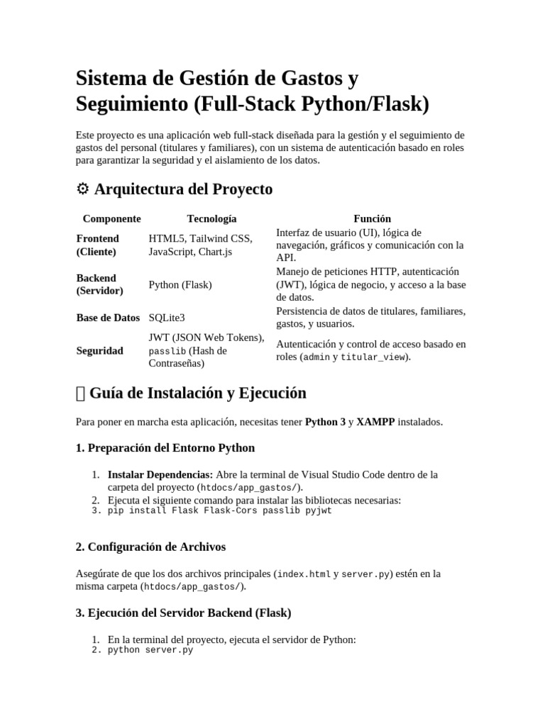 Gestión de Gastos con Python y Flask | PDF | Contraseña | Servidor ...