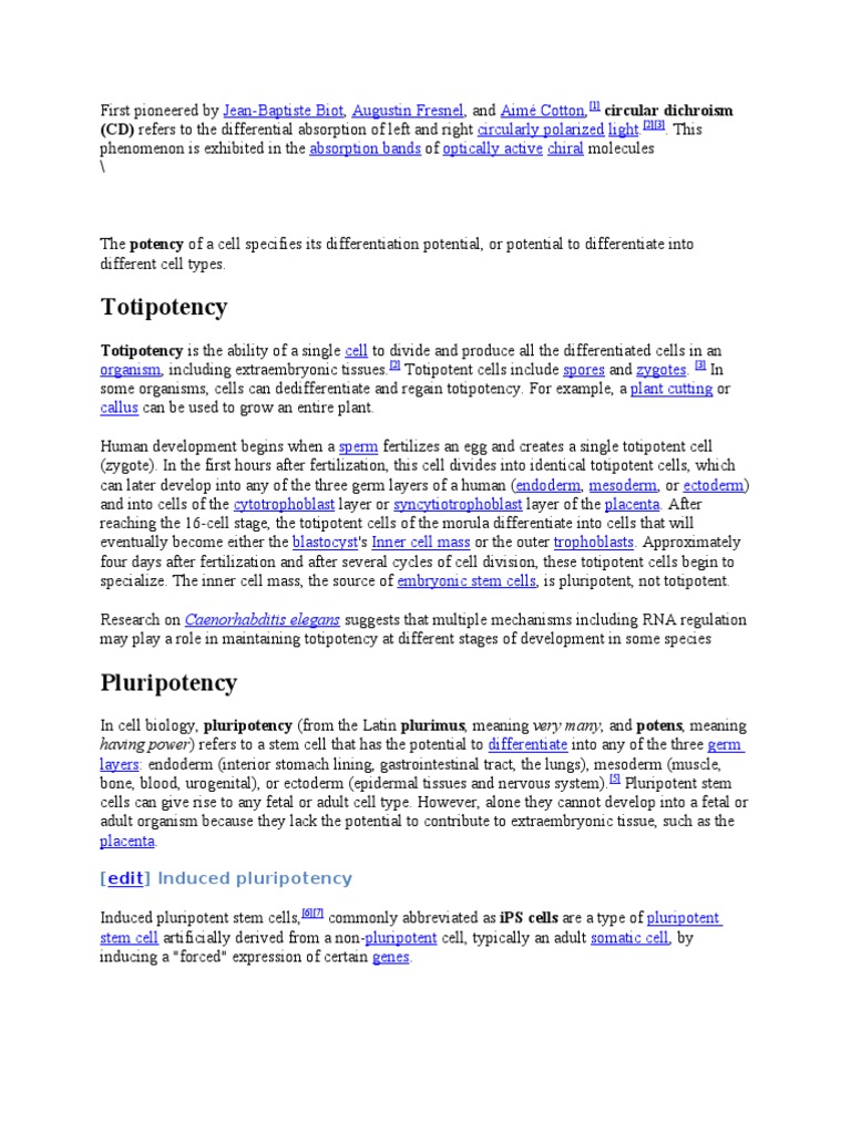 The potency of cells totipotent, pluripotent, multipotent, oligopotent, and unipotent PDF