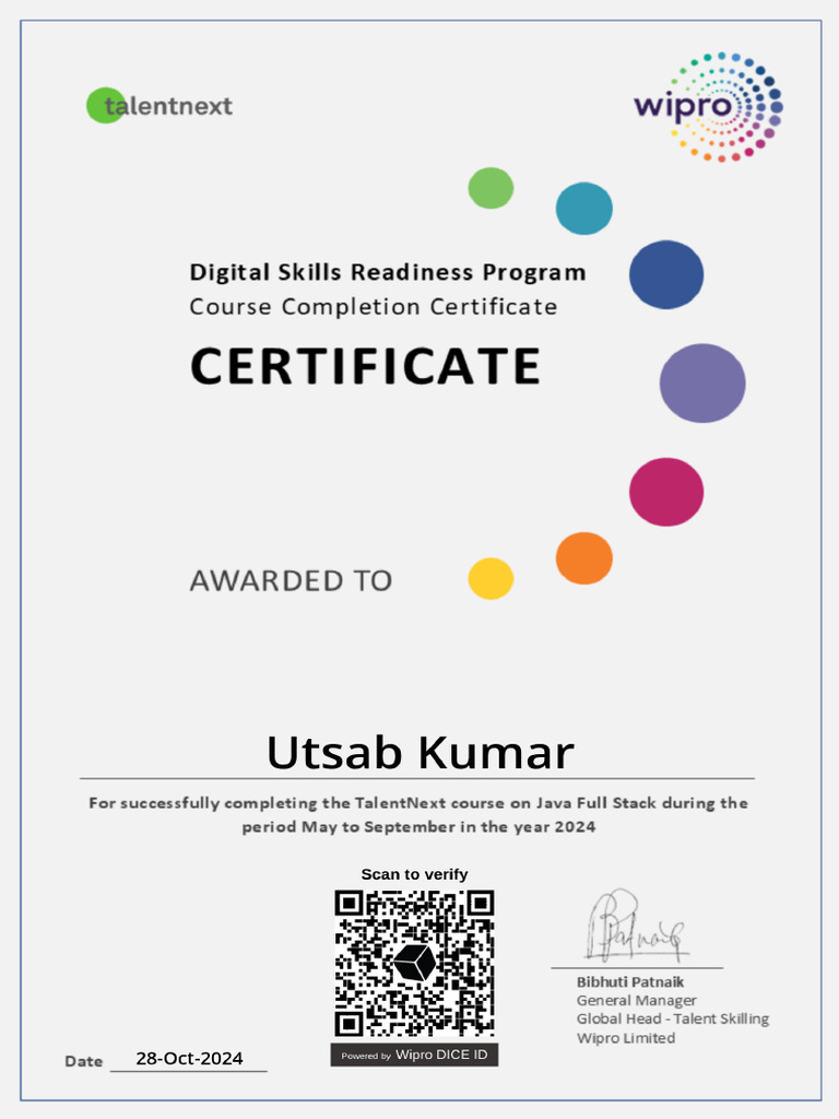Wipro TalentNext Java Full Stack Certification - 1740723312362 | PDF