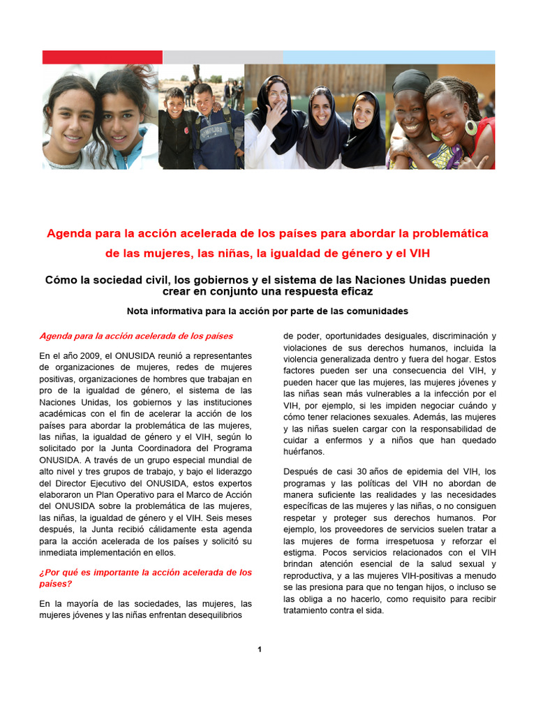 Agenda para la Igualdad de Género y VIH | PDF | Mujer | Igualdad de género