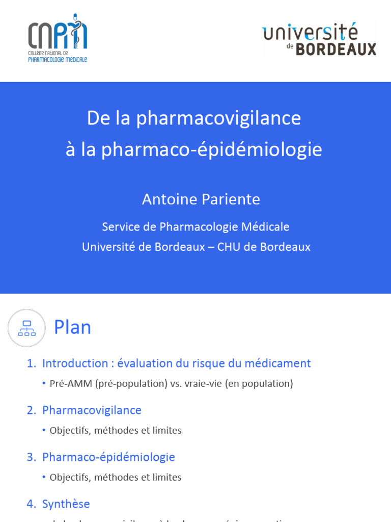 Pharmacovigilance A Pharmacoepi | PDF | Essai clinique | Pharmacovigilance