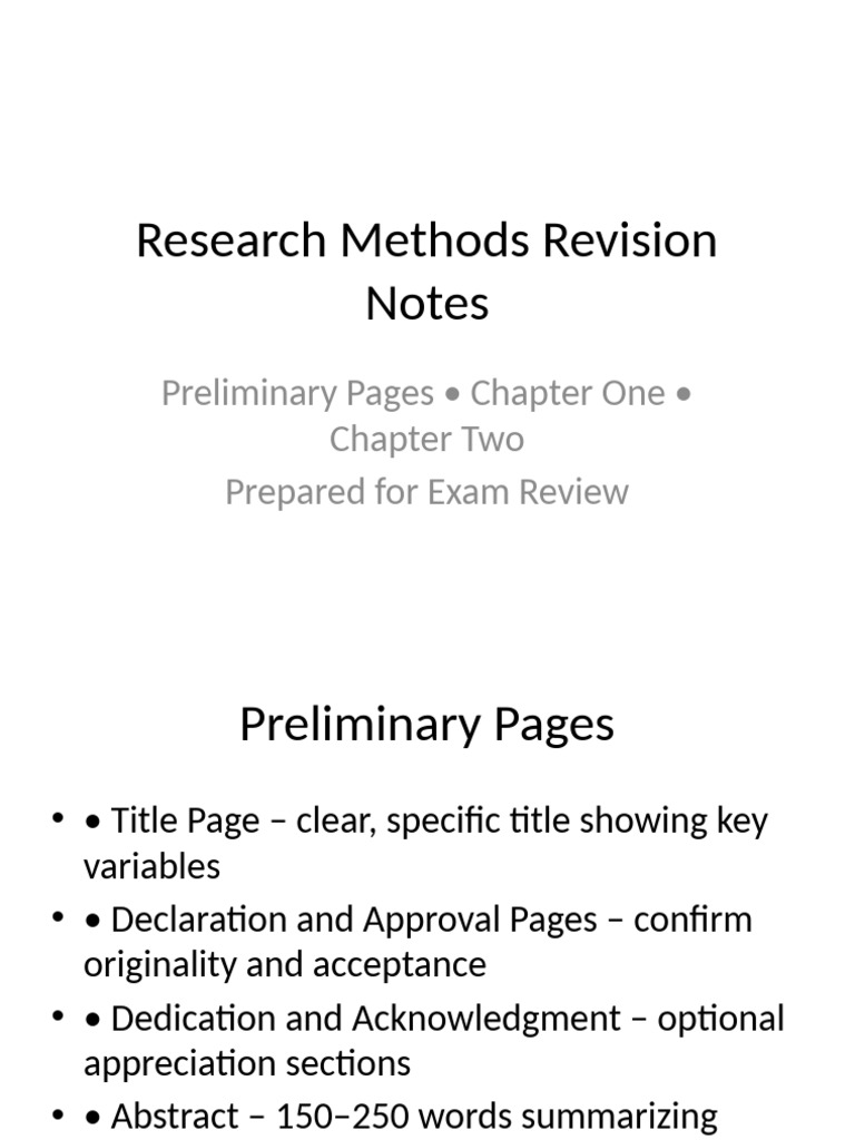 Research Methods Revision Notes | PDF | Scope (Computer Science ...