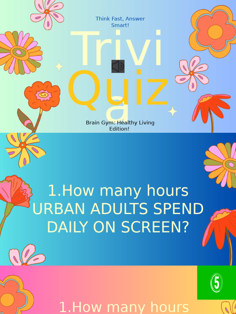 Blue and Pink Cute Groovy Bloom Trivia Quiz Presentation | PDF