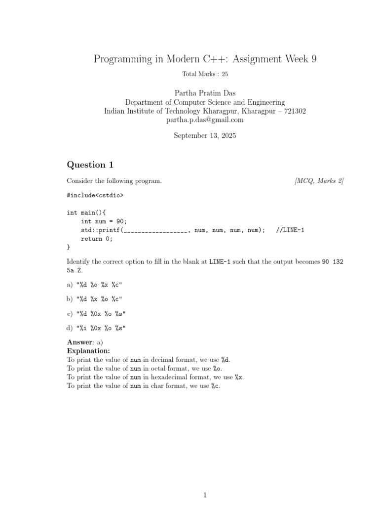 C++ Programming Assignment Week 9 | PDF | Integer (Computer Science ...